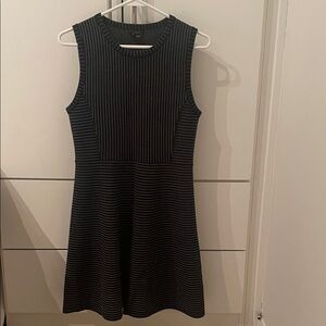 Theory Black Striped Sleeveless Dress